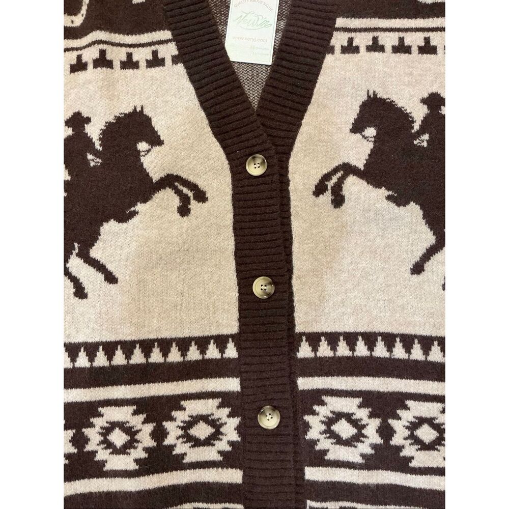 Brand New New'm Women's S Vintage Western Cowgirl Horse Knit Cardigan Sweater - Picture 5 of 9